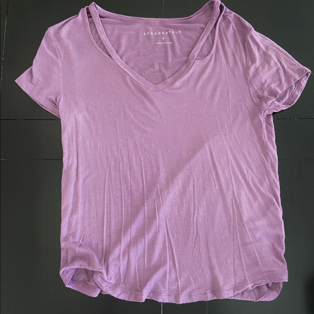 Aeropostale Soft Purple Top with Collar Cut Outs